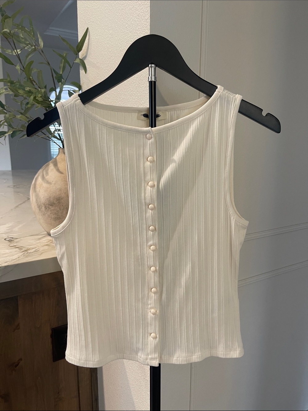 Madewell Ivory Ribbed Button-Tank